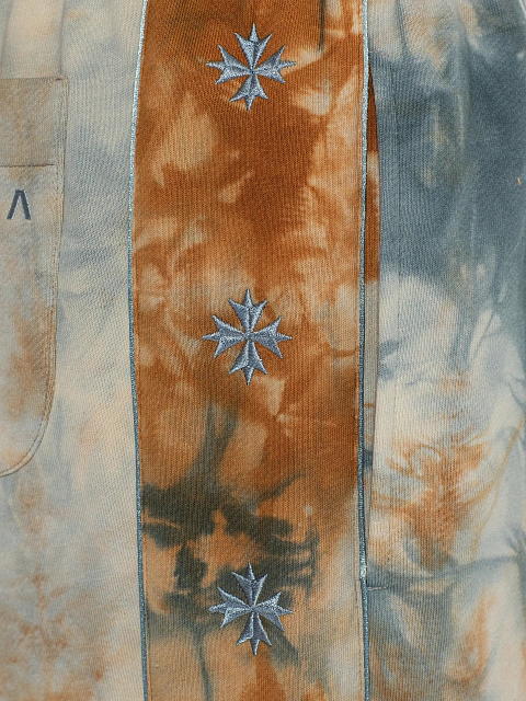 Blue & Brown Embroidered Tie-dye Cotton Tracksuit, 6