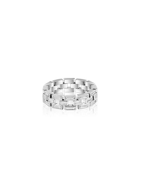 White gold ring with baguette-cut diamonds, 1 White gold ring with baguette-cut diamonds, 1