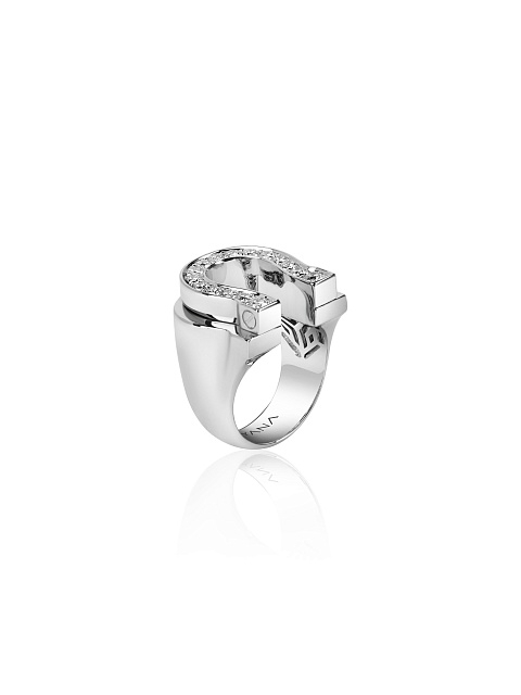 White gold horseshoe ring with diamonds, 3