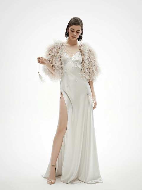 Grey Sequin Silk Maxi Dress, 2