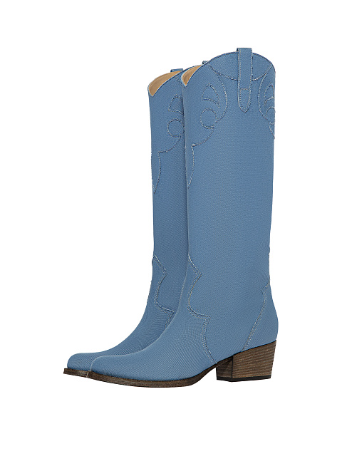 Blue Denim Cowboy Boots, 1