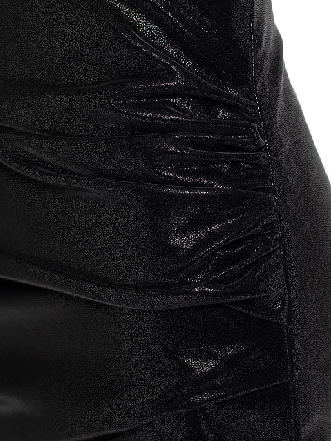 Black faux leather mini skirt with draping, 6 Black faux leather mini skirt with draping, 6