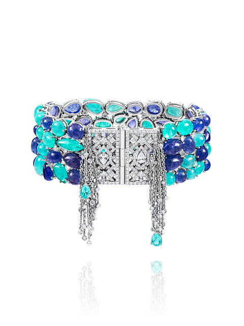 White Gold, Paraiba Tourmaline, Diamonds & Tanzanite Bracelet, 2 White Gold, Paraiba Tourmaline, Diamonds & Tanzanite Bracelet, 2