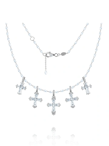 White gold necklace with cross pendants and diamonds, 1