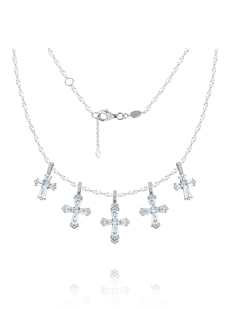 White gold necklace with cross pendants and diamonds, 1