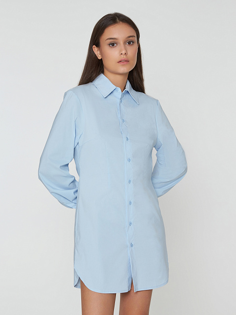Light Blue Poplin Shirt Dress, 5