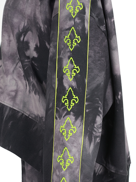 Grey Tie-dye & Neon Green Lily Embroidered Jersey Suit, 5 Grey Tie-dye & Neon Green Lily Embroidered Jersey Suit, 5