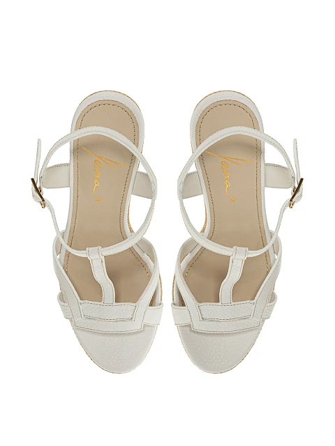 White leather wedge sandals, 4 White leather wedge sandals, 4