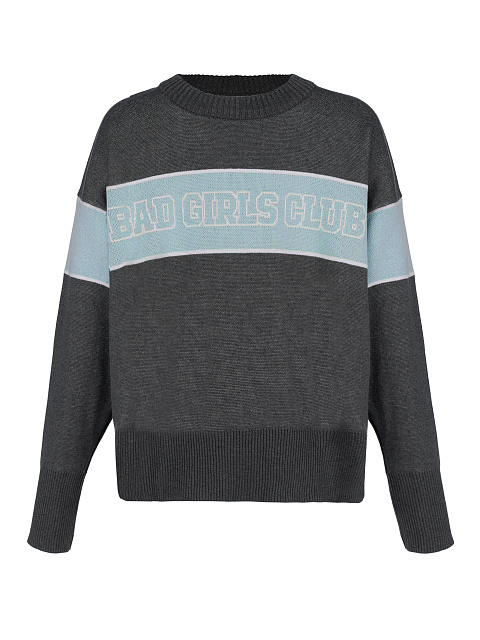 Grey & Blue Bad Girls Club Sweater, 1