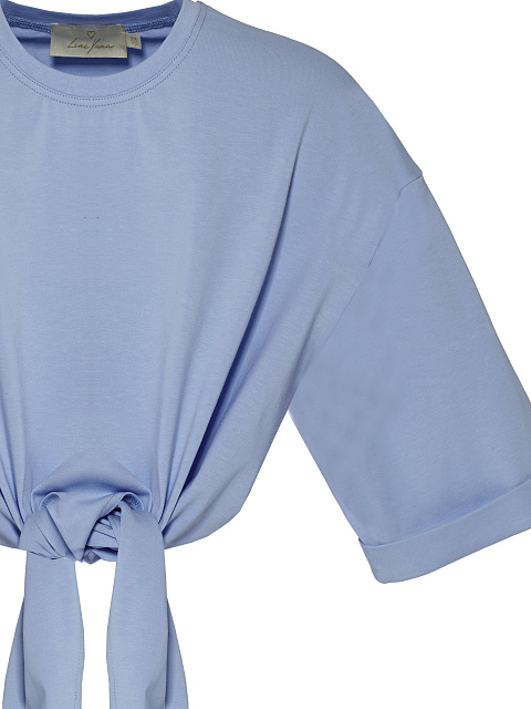 Blue cropped knotted T-shirt, 3