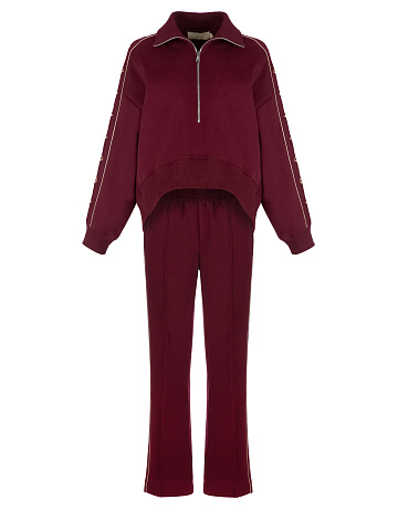 Bordeaux Cross Embroidered Jersey Suit, 1