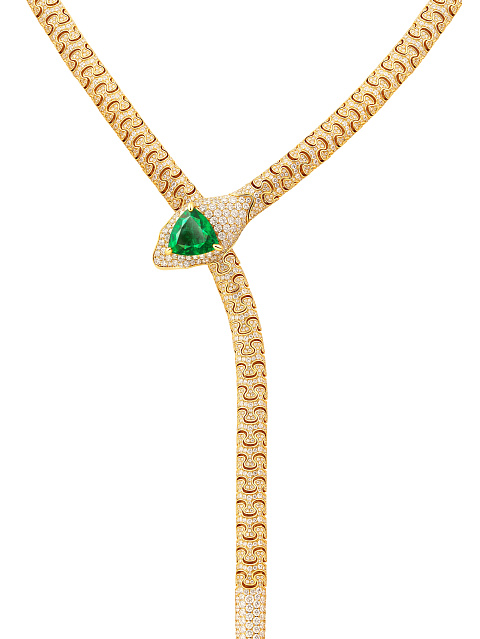 Trillion Emerald, Round Emerald, Round Diamond & Gold Necklace, 2