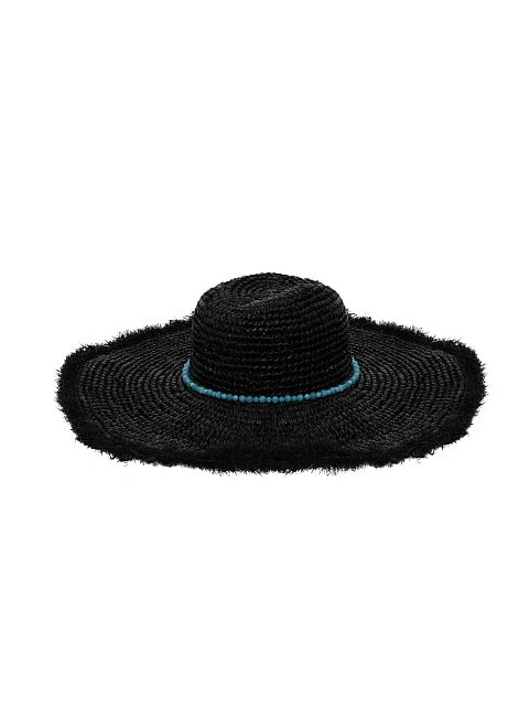 Black Straw Hat With Chalcedony, 3 Black Straw Hat With Chalcedony, 3
