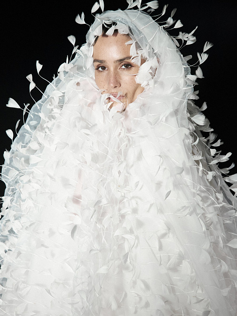 White Feather & Drape Tulle Dress, 8