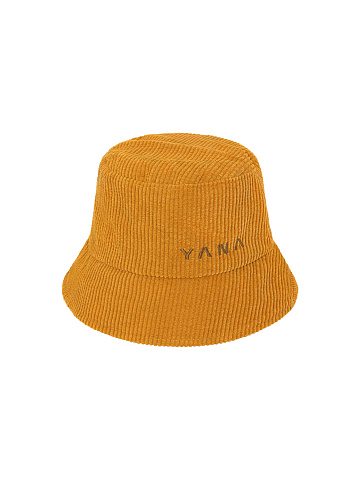 Caramel corduroy bucket hat with brown Yana embroidery, 1
