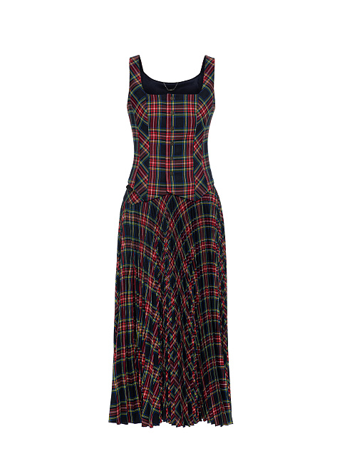 Blue & Red Checked Vest & Skirt, 1