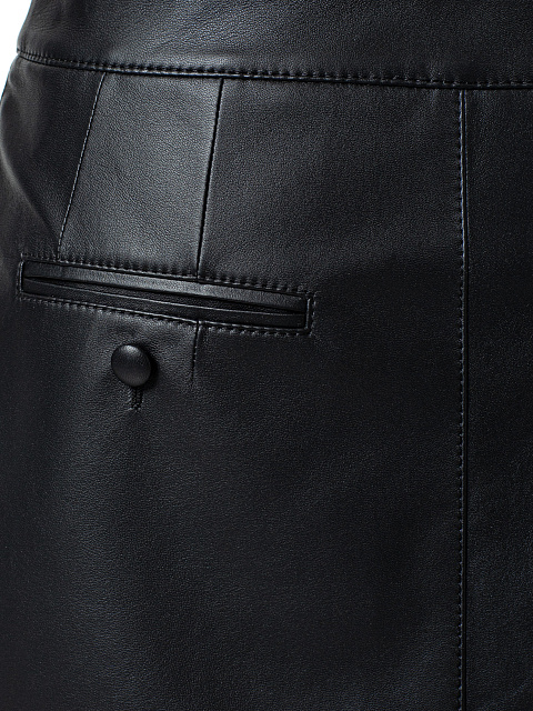 Юбка мини из черной натуральной кожи, 4