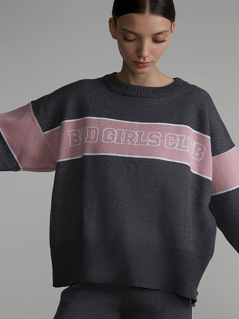 Grey & Pink Bad Girls Club Sweater, 4 Grey & Pink Bad Girls Club Sweater, 4
