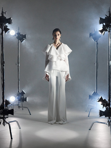 White Silk Flared Pants, 2