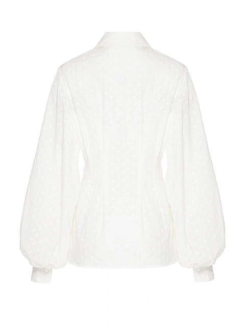 White Cotton Blouse With Textured Pattern, 2