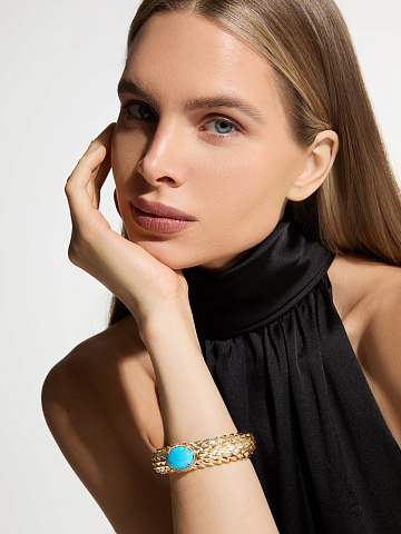 “Dragon” yellow gold bracelet with turquoise, 2