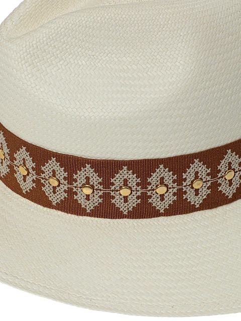 Embroidery & Studs Embellished Straw Hat, 4