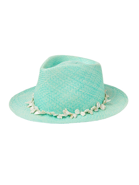 Mint Natural Straw Hat With Pearls, 1