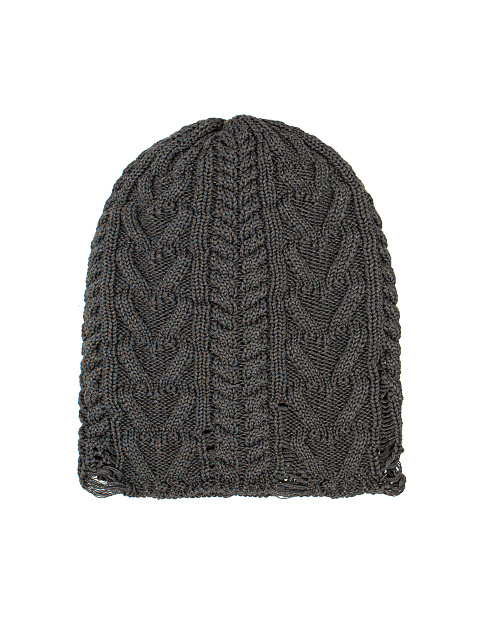 Grey knitted cotton hat with holes, 1