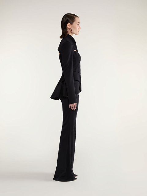 Black Two-piece Suit Of Jacket With Slits And Trousers, 5