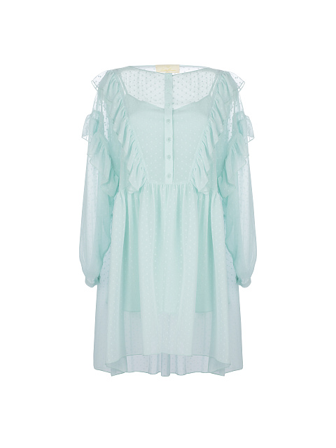 Turquoise Ruffled Mini Dress , 1