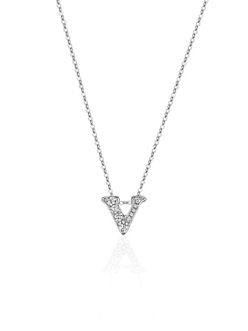 White gold necklace with a pendant in the shape of the letter V, 1