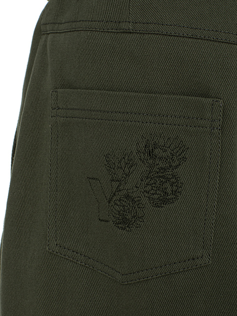 Khaki denim shorts with embroidery, 5 Khaki denim shorts with embroidery, 5