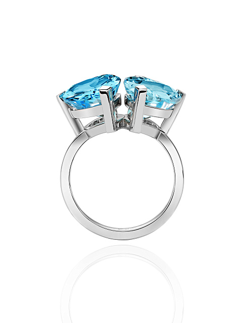 Heart Topaz Swiss, Heart Topaz Sky Bly & White Gold Ring, 3