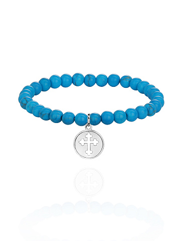 Silver & Turquoise Beaded Bracelet, 1