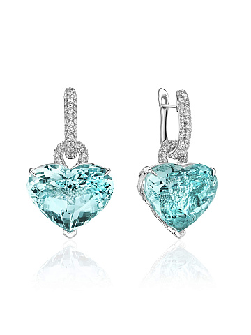 White gold earrings with aquamarines and diamonds, 1