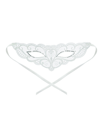 White Lace Rhinestone Mask, 1