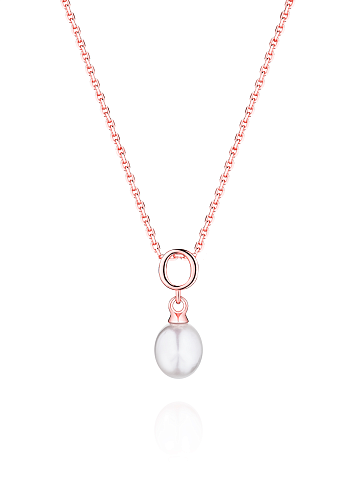 Gold-plated silver necklace with a pendant with the letter O and a pearl, 1