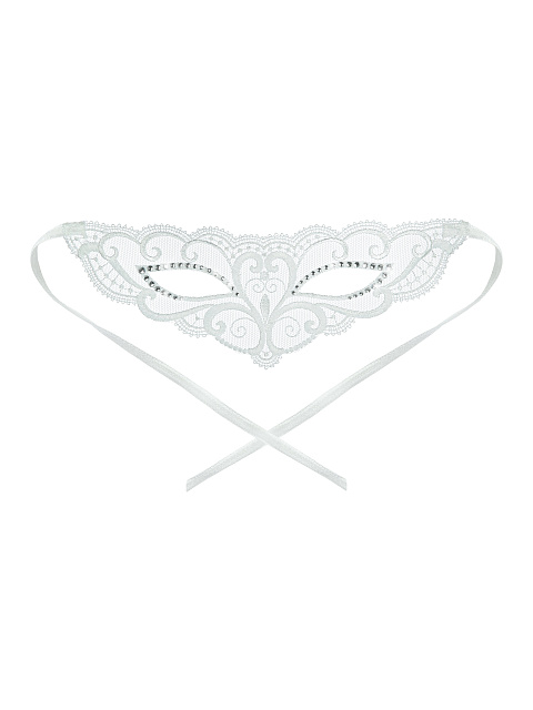 White Lace Rhinestone Mask, 1