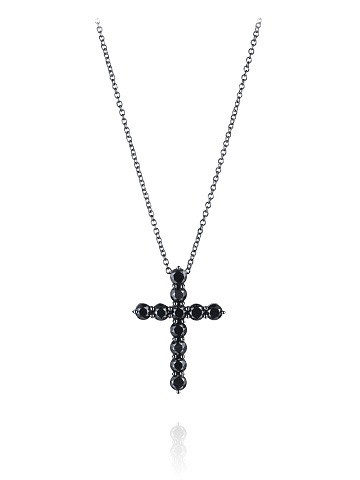 Black Gold & Black Diamonds Cross Necklace, 1