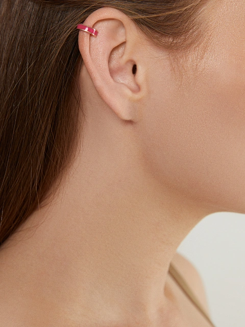 White gold cuff with pink enamel, 3 White gold cuff with pink enamel, 3