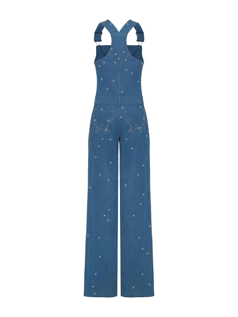 Blue Rhinestones Denim Jumpsuit, 2