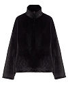Худи из черного эко-меха, молния, кулиска 