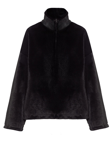 Black Eco-fur Sweatshirt, 1