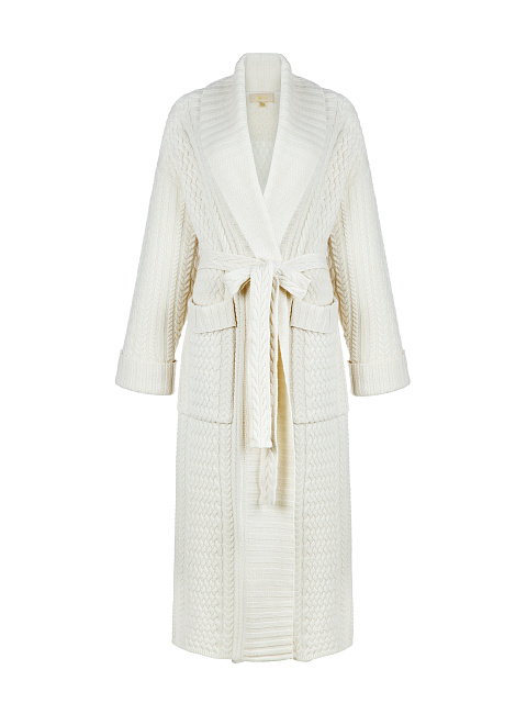 White Merino Wool & Cashmere Knitted Coat, 1