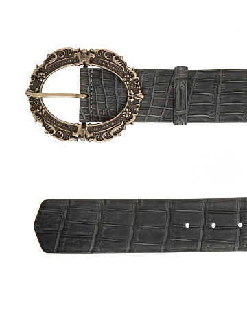 Grey crocodile leather belt, 2