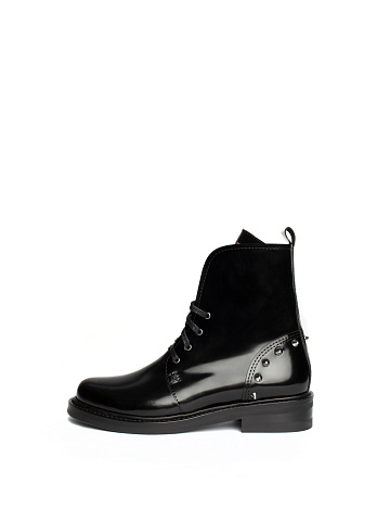 Black Patent Leather Spike Boots, 2
