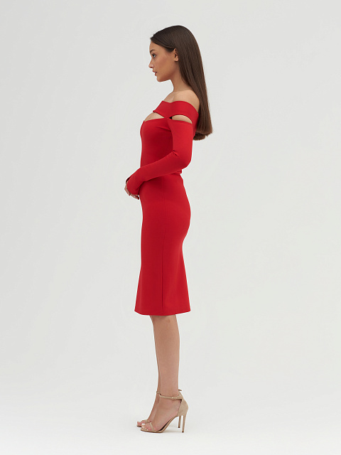 Red Jersey Midi Dress, 6