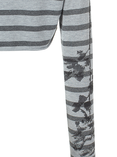 Grey Striped Cropped Longsleeve T-shirt, 3