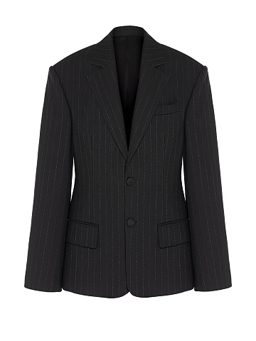 Black pinstripe blazer, 1