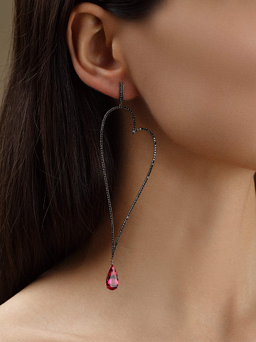 Black Gold Tourmaline & Diamond Earrings, 2